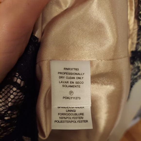 Laundry by Sheli Segal black floral lace sheer sleeves mini cocktail dress sz 6 - Picture 5 of 6